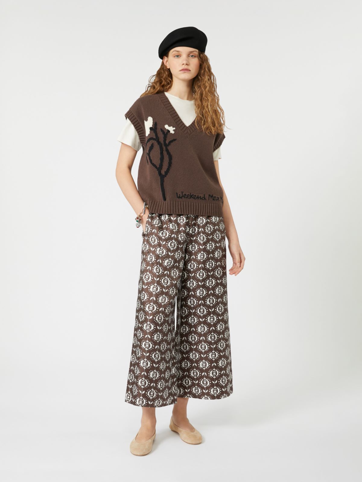 Inlaid cotton-blend gilet + BROWN - Max Mara