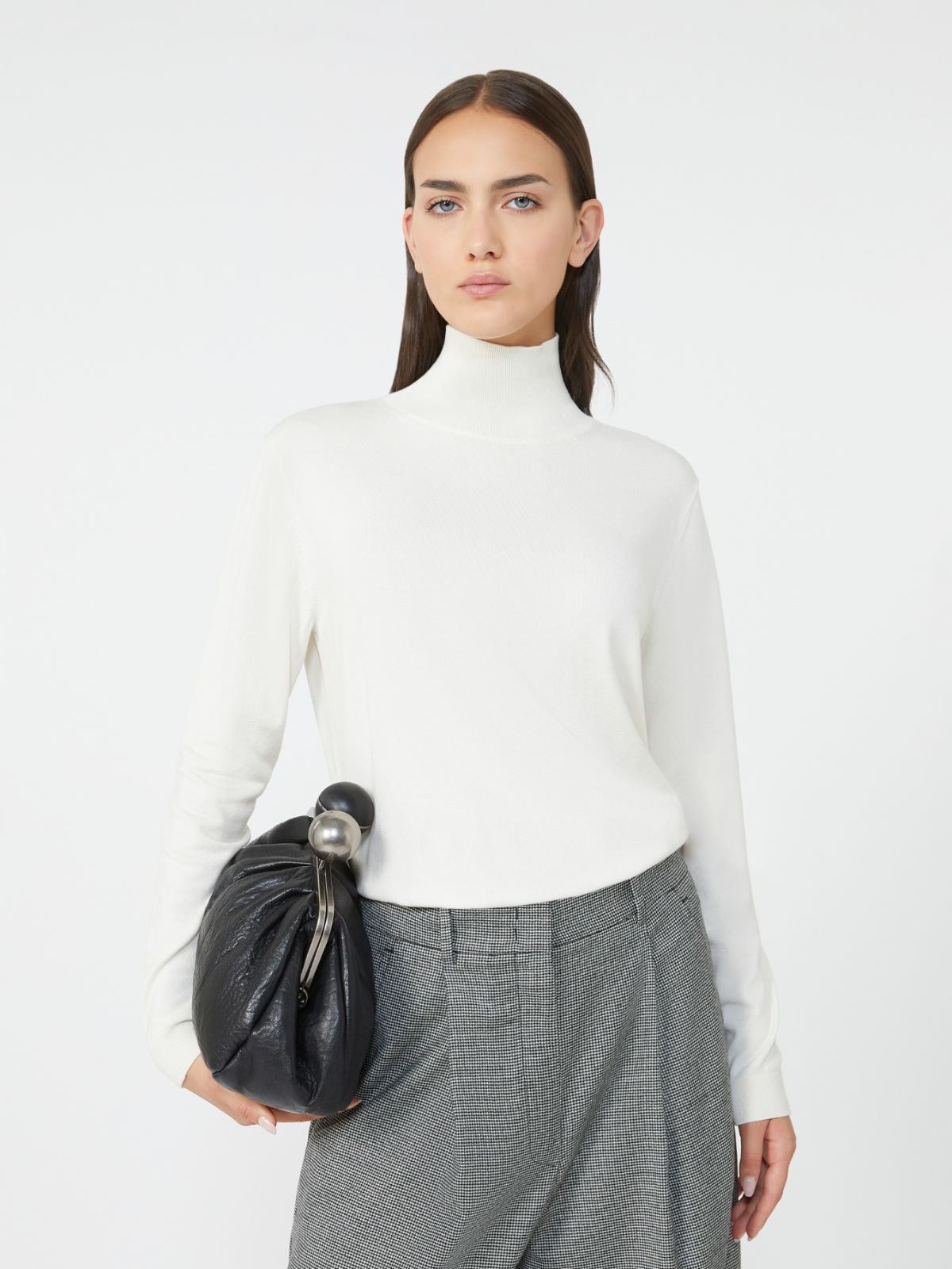 Rollkragenpullover aus Seide und Wolle - ECRU - Max Mara - 4