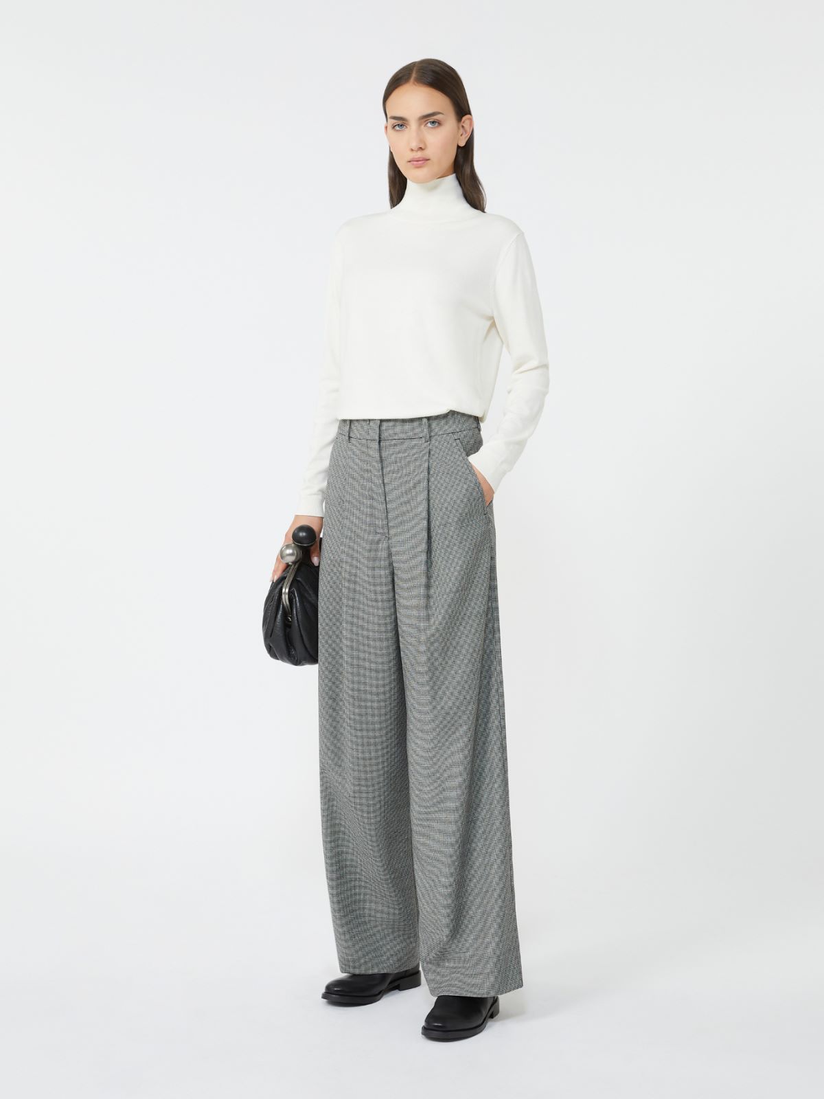 Rollkragenpullover aus Seide und Wolle - ECRU - Max Mara