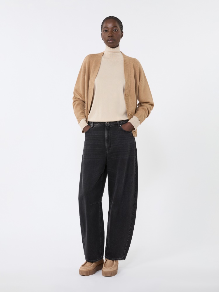 Golf z przędzy jedwabno-wełnianej - BEŻOWY - Max Mara - 2