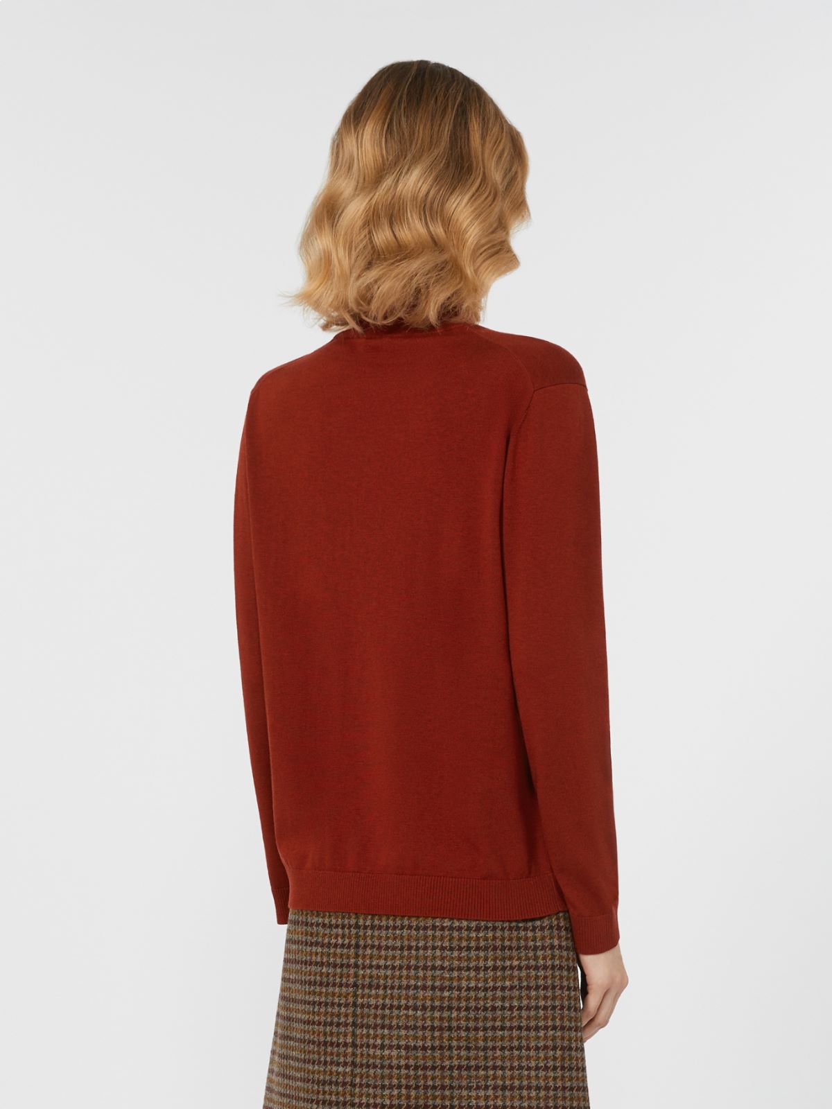 Wool and silk knit turtleneck - BERRY RED - Max Mara - 3