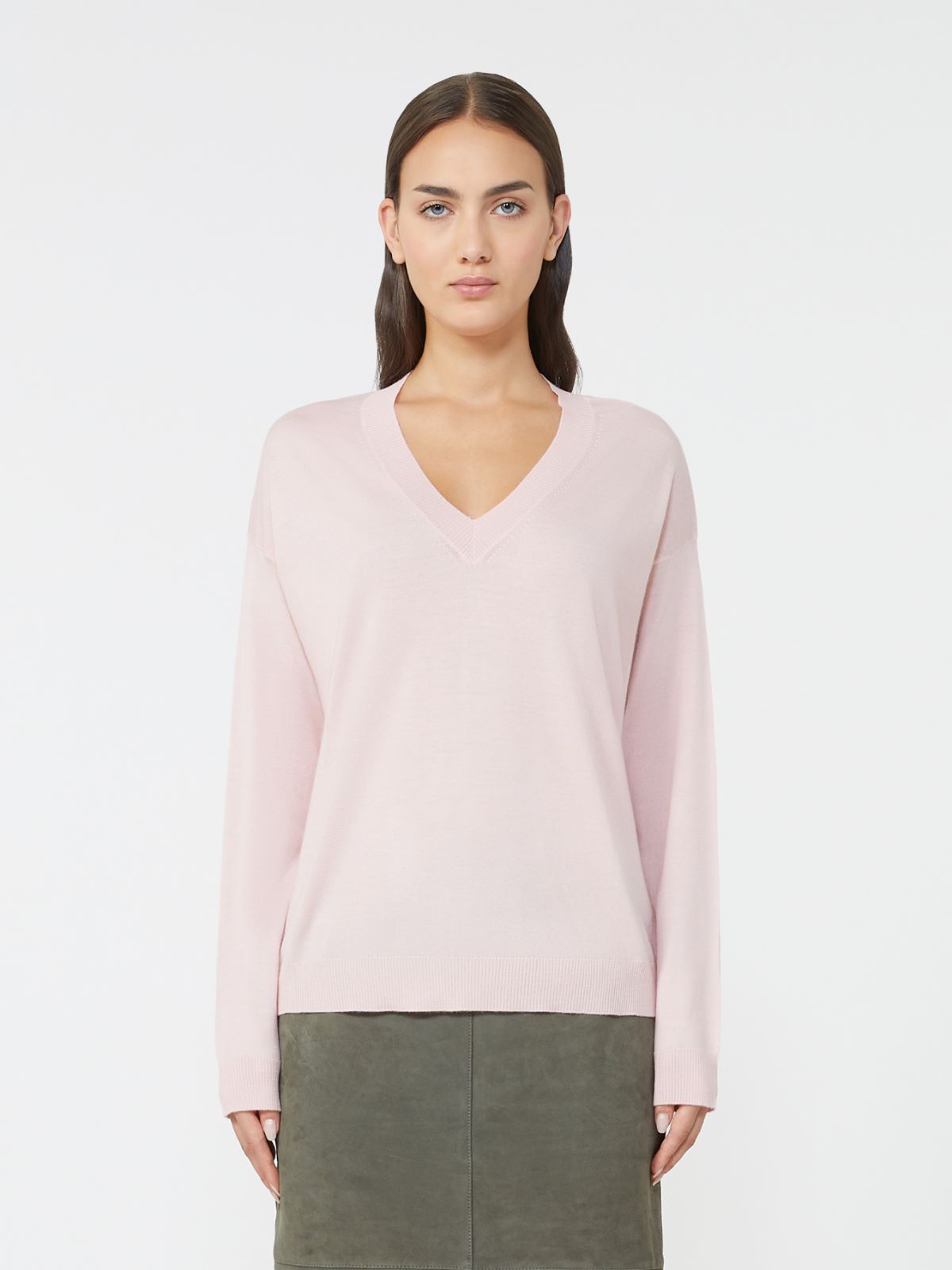 Wool and cashmere V-neck jumper - PINK - Max Mara - 2