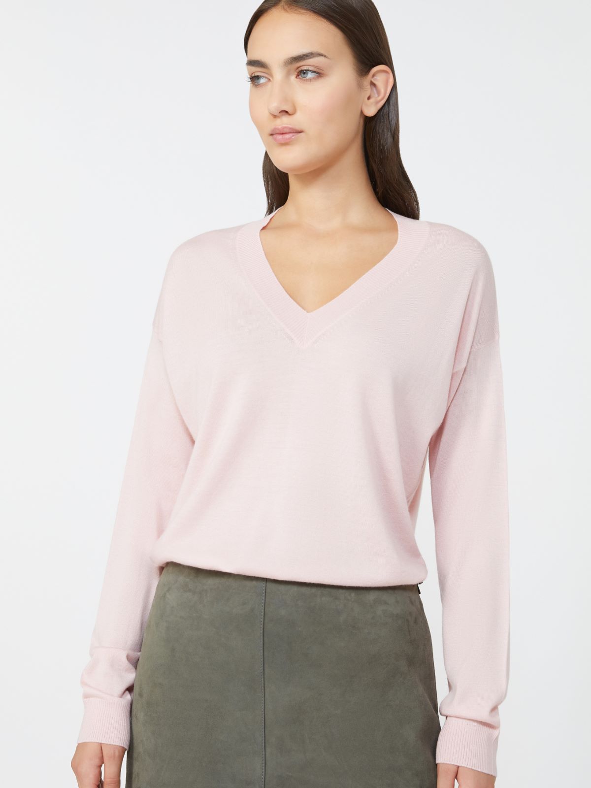 Wool and cashmere V-neck jumper - PINK - Max Mara - 4
