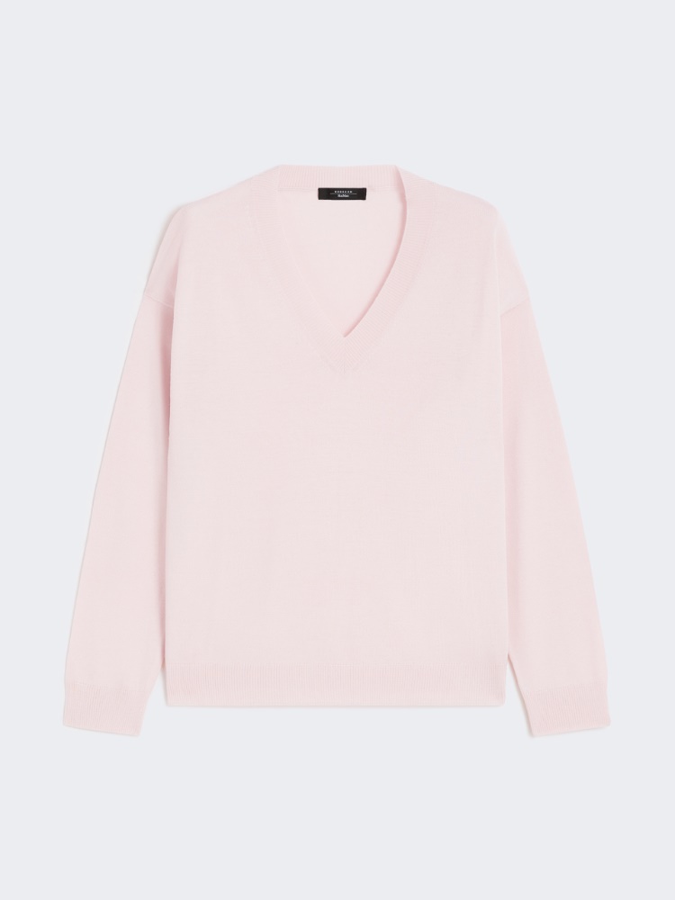 Sweter z dekoltem w serek z wełny i kaszmiru - RÓŻOWY - Max Mara