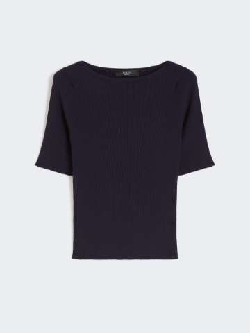 【関税&送料込】Max Mara Adelio Viscose Blend T-Shirt Satin and jersey T-shirt, black | Weekend Max Mara
