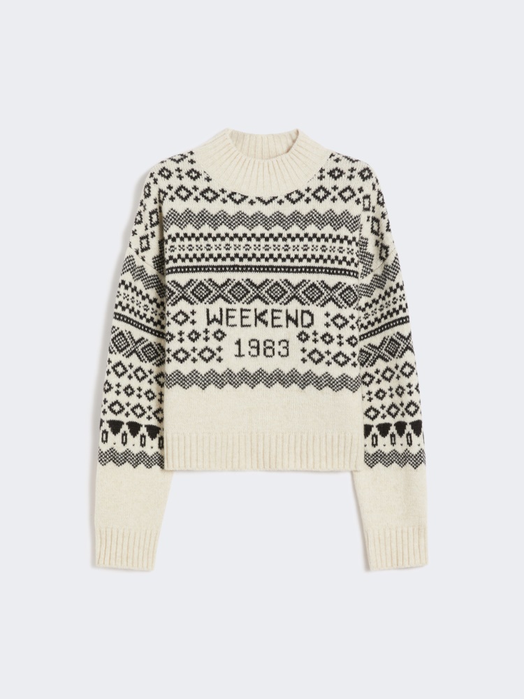 Wool and alpaca jacquard jumper - WHITE - Max Mara