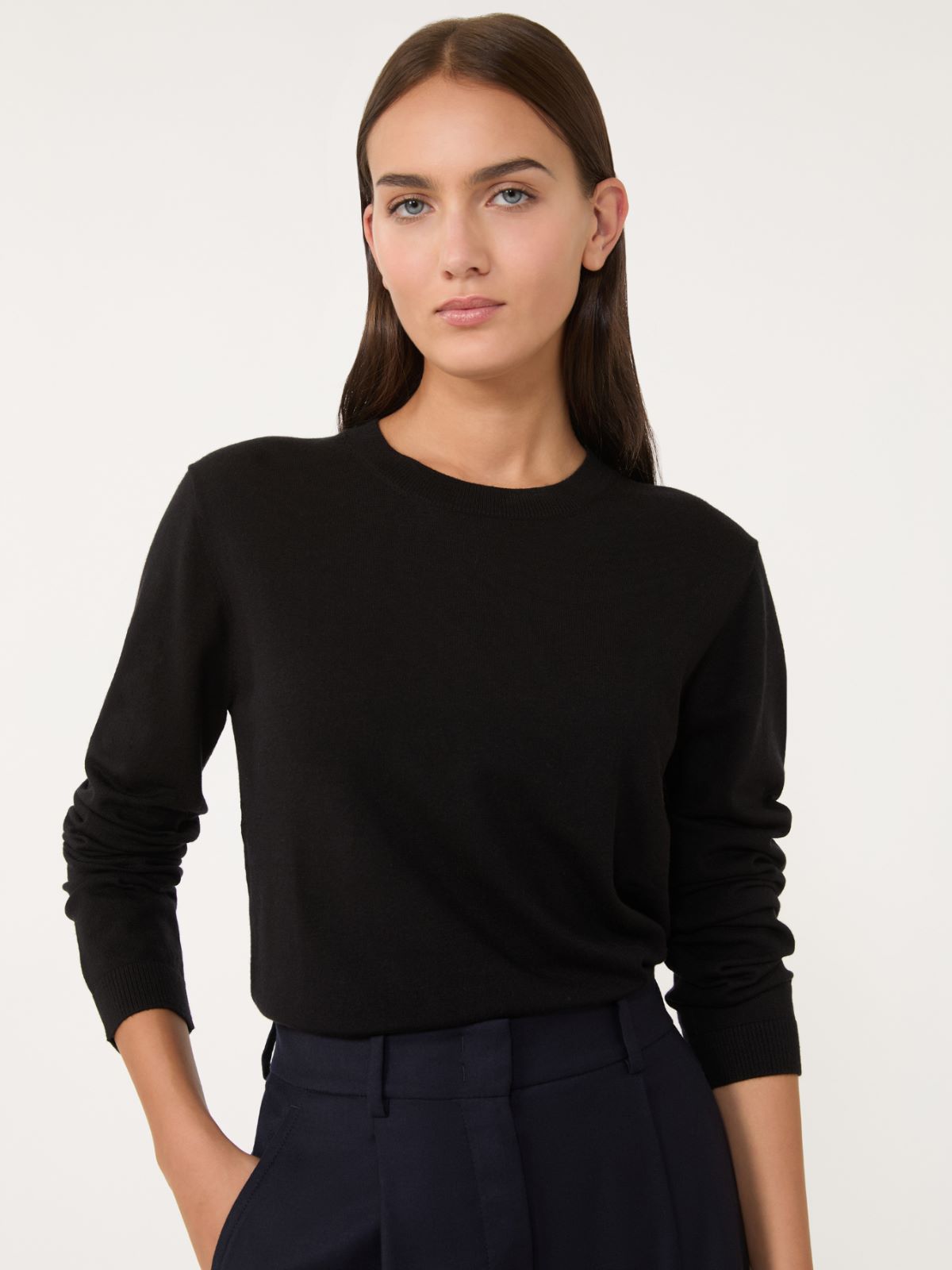 Pull en fil de soie et laine - NOIR - Max Mara - 4