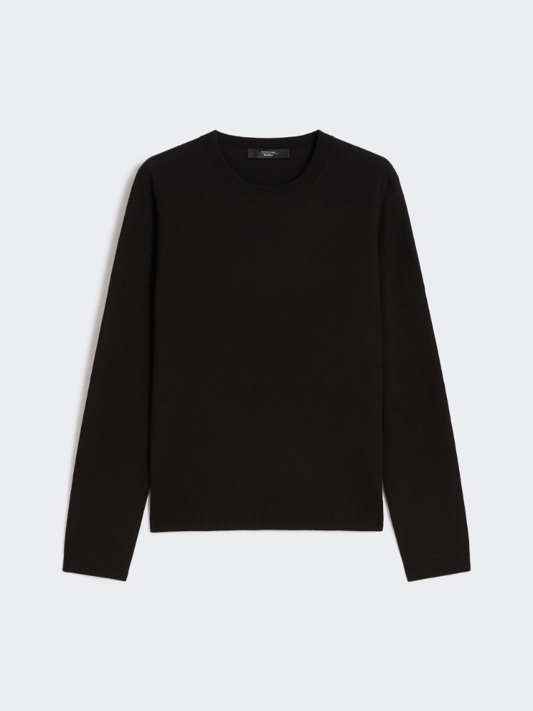 Sweter z przędzy wełniano-jedwabnej - CZARNY - Max Mara
