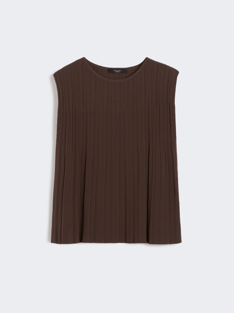 Plissé-pleated yarn T-shirt - CHOCOLATE - Max Mara