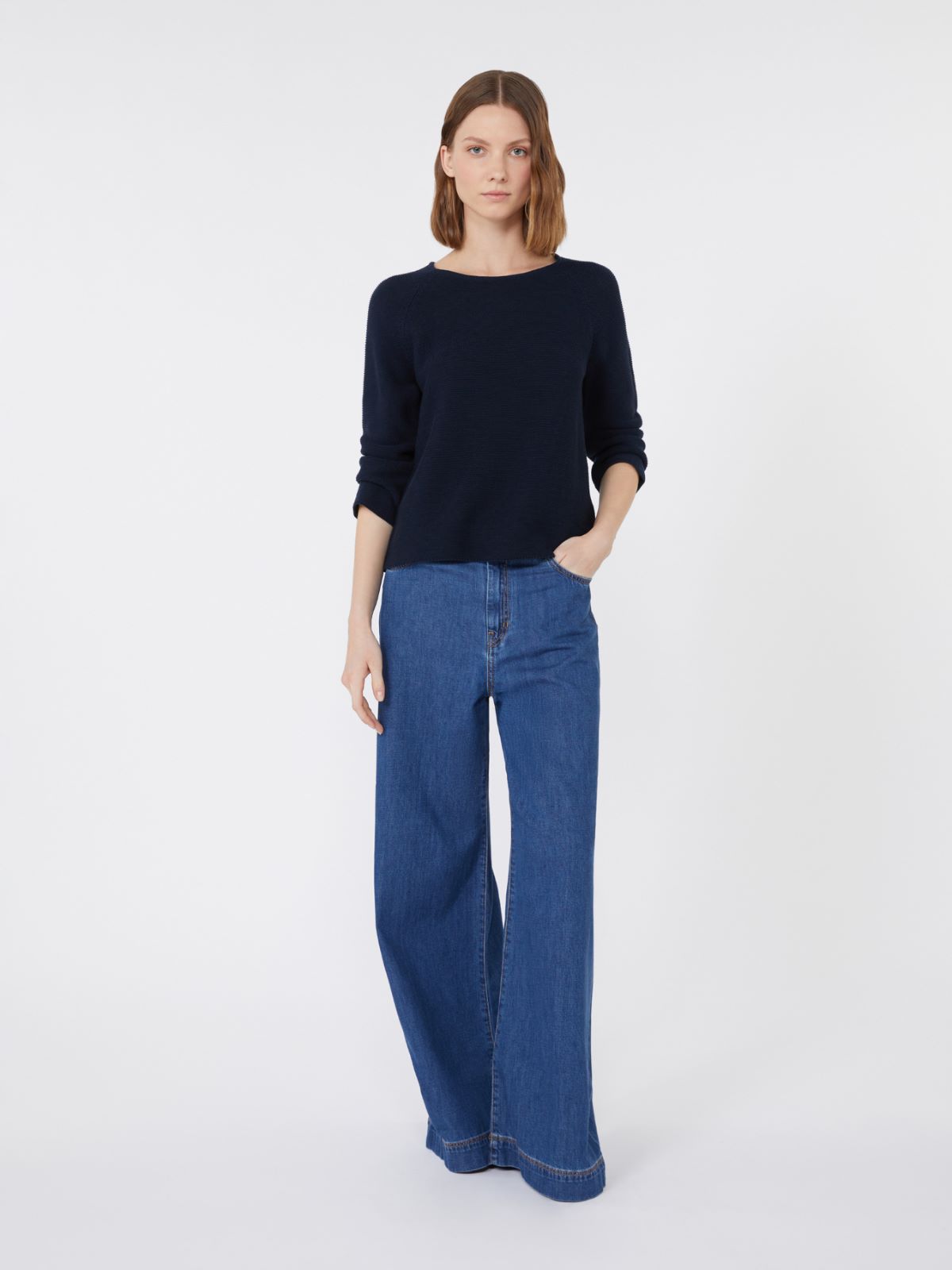 Cotton yarn sweater - NAVY - Max Mara