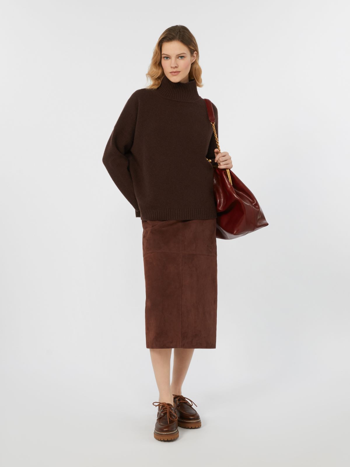 Rollkragenpullover aus Wollgewebe - SCHOKOLADE - Max Mara