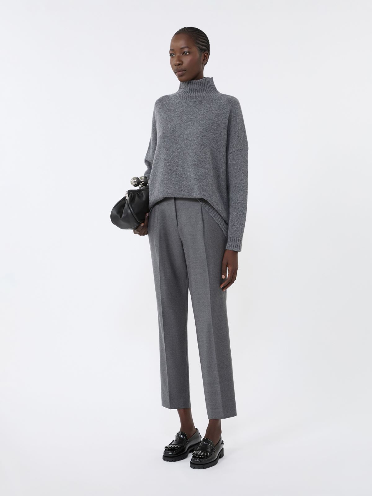 Wool knit turtleneck jumper - DARK GREY - Max Mara