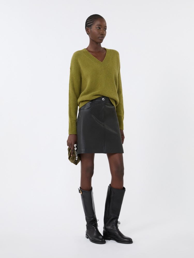 Maglia a V in alpaca e cotone - VERDE OLIVA - Max Mara