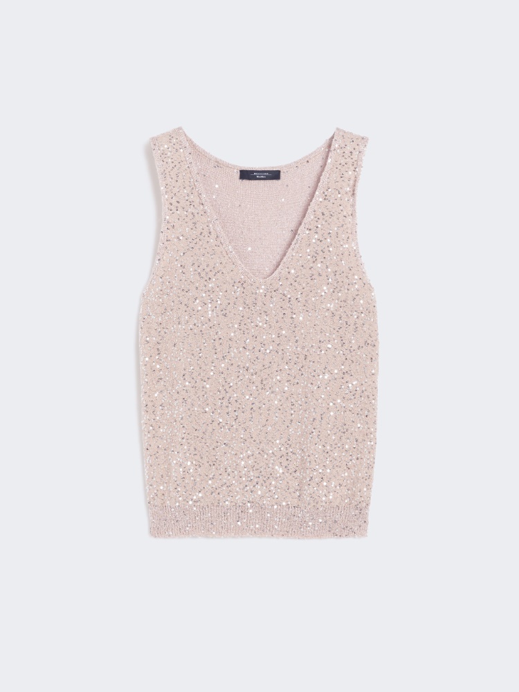 Dzianinowy top z cekinami - PUDROWY - Max Mara