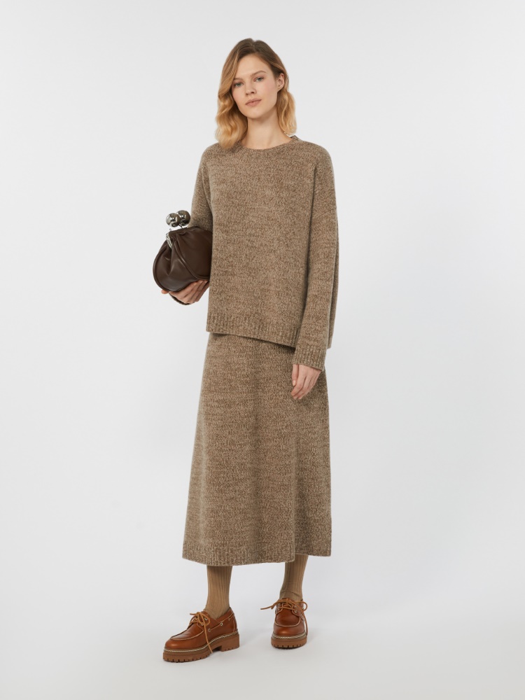 Crew-neck cotton and wool knit jumper - HAZELNUT BROWN - Max Mara
