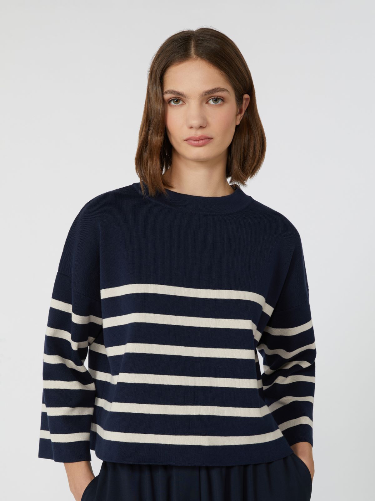 Regular-fit cotton yarn sweater - NAVY - Max Mara - 4