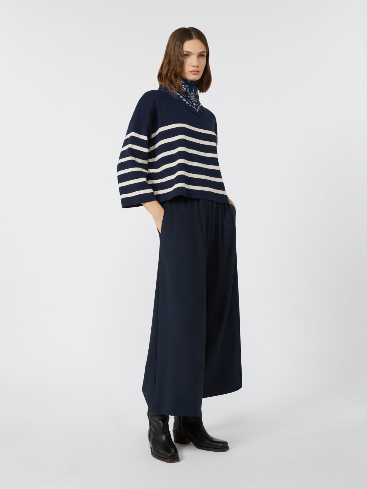 Regular-fit cotton yarn sweater - NAVY - Max Mara