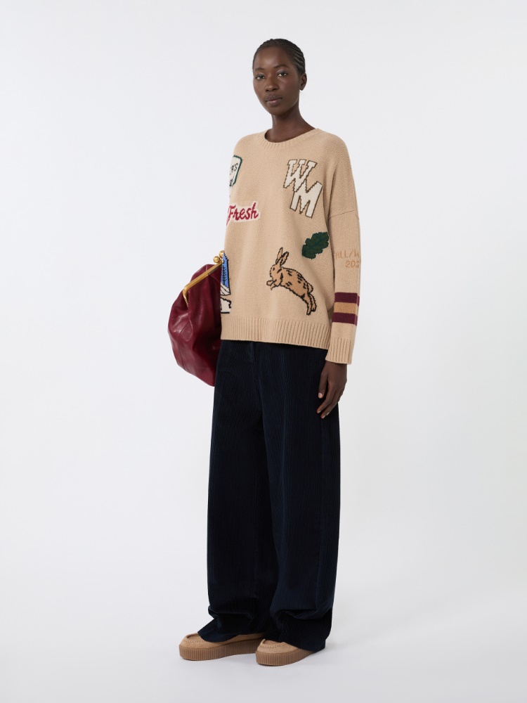 Oversize-Pullover aus Wollgarn - BEIGE - Max Mara