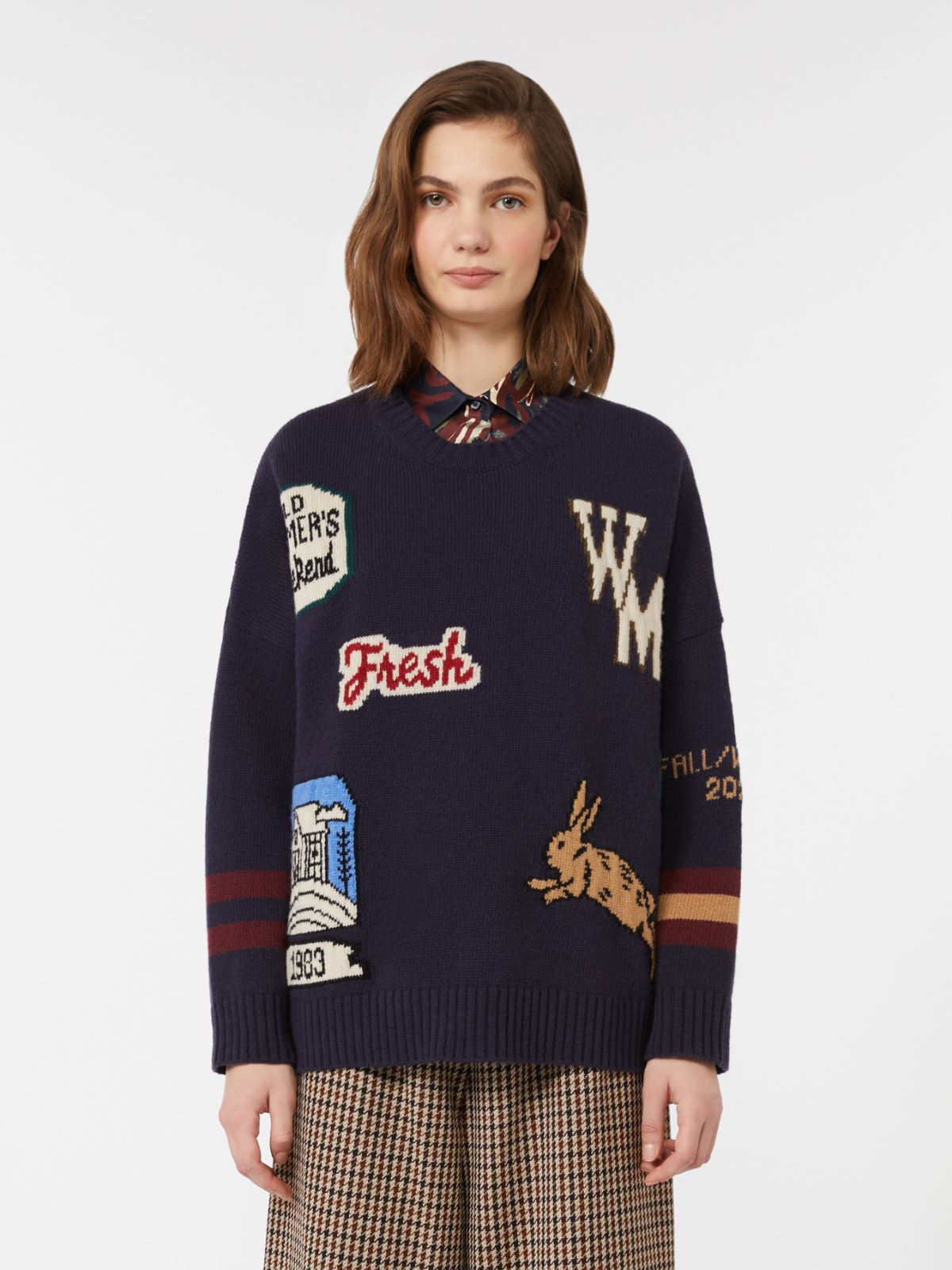Wool knit oversized jumper - NAVY - Max Mara - 2