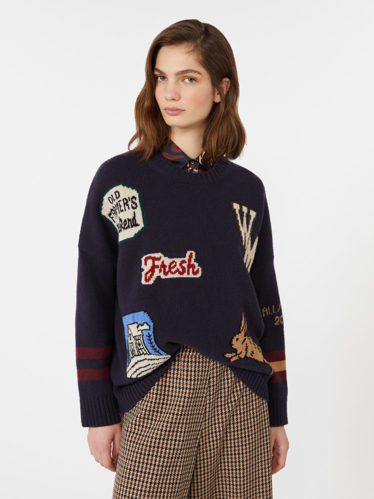 Wool knit oversized jumper - NAVY - Max Mara - 4