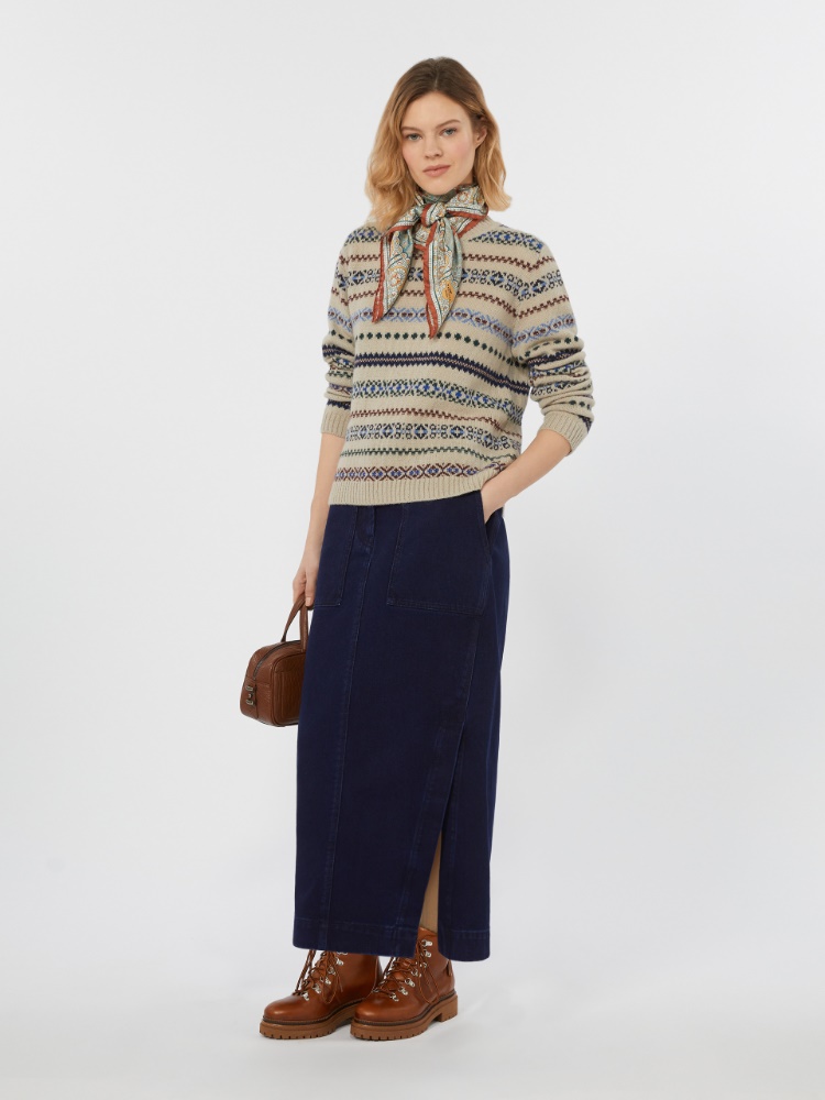 Pullover aus Jacquard aus Alpaka und Wolle - ECRU - Max Mara