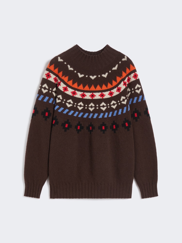 Wool jacquard jumper - CHOCOLATE - Max Mara