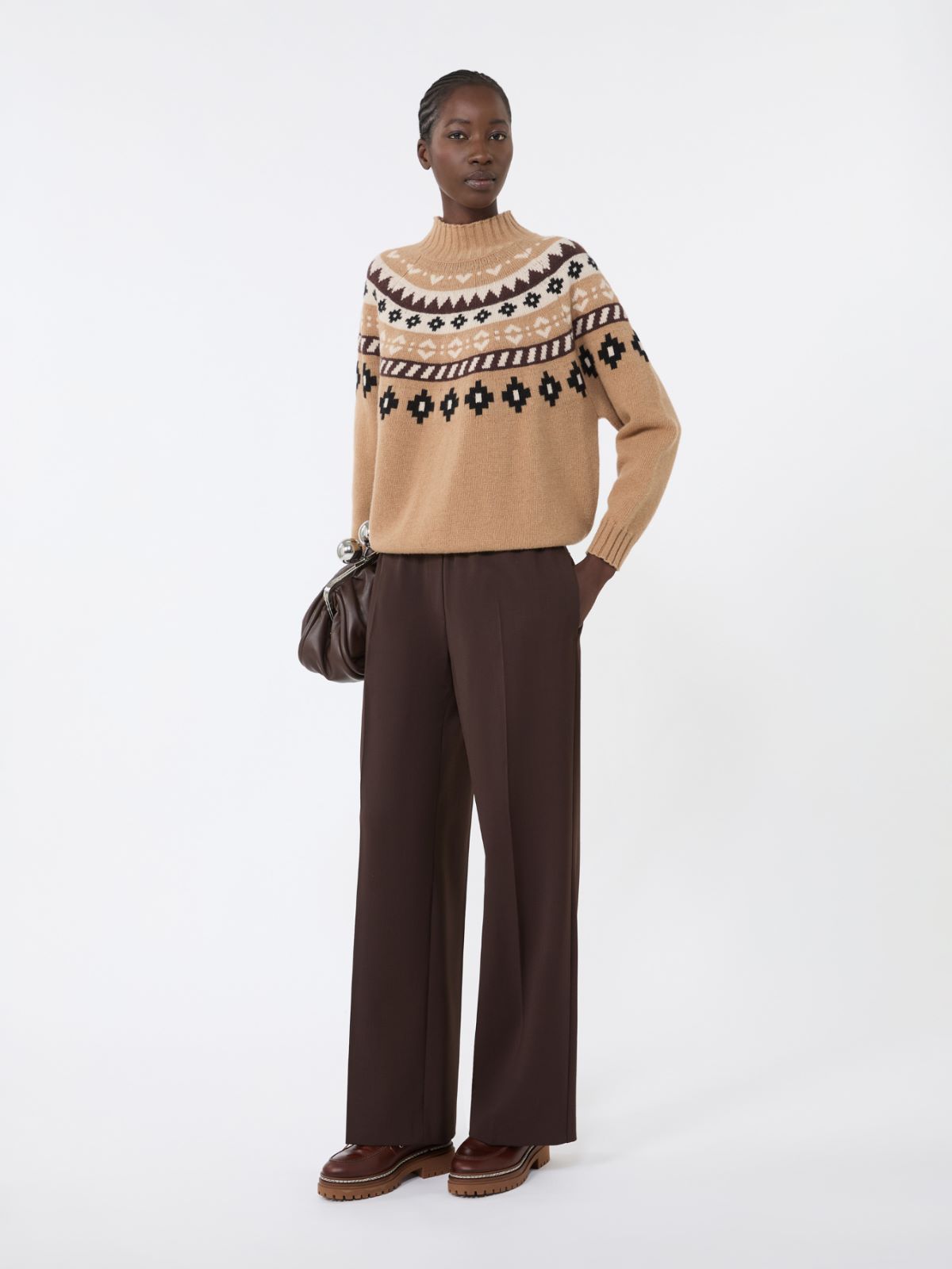 Pull en laine jacquard - POIL DE CHAMEAU - Max Mara