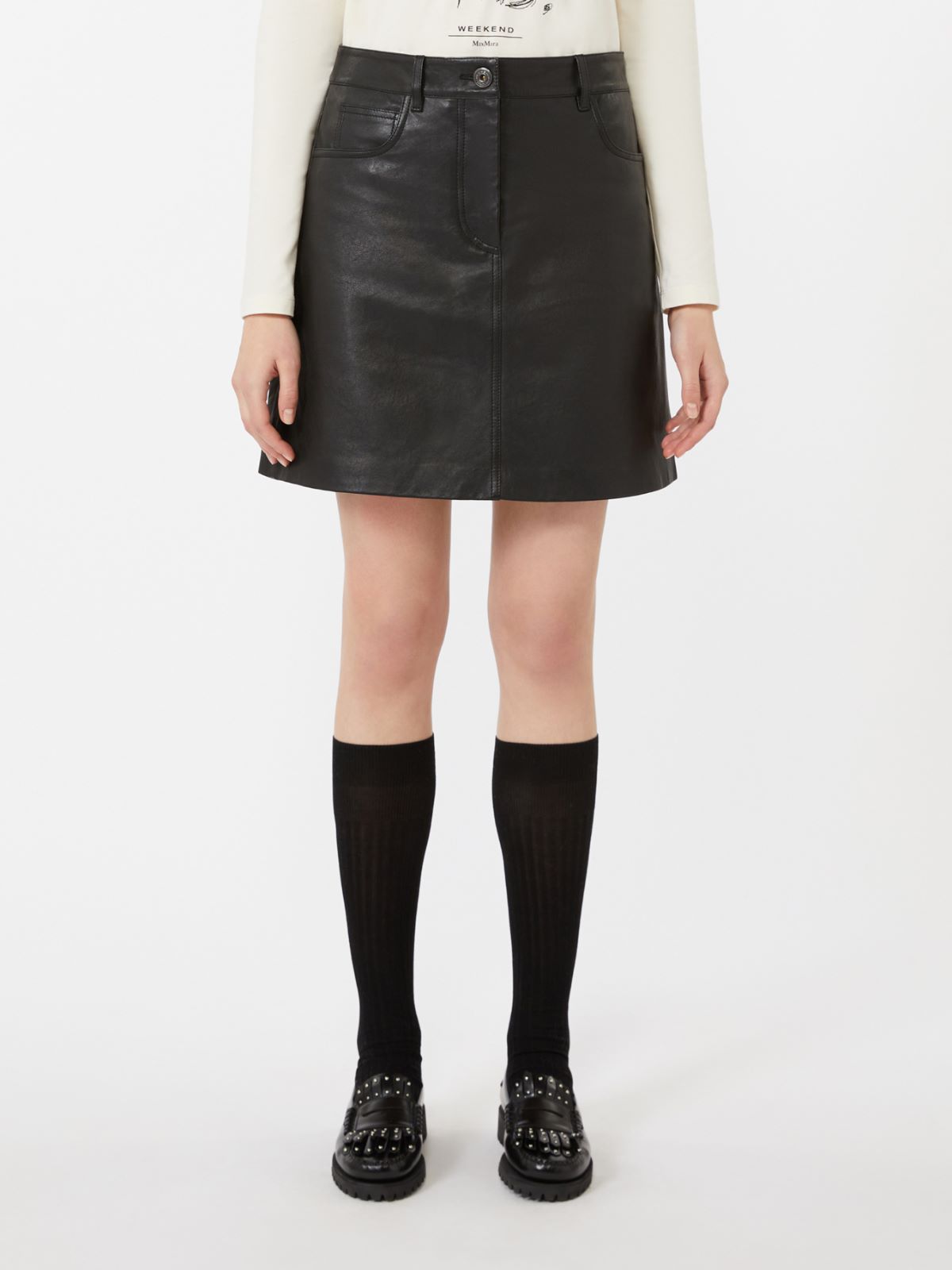 Nappa-leather mini skirt - BLACK - Max Mara - 2