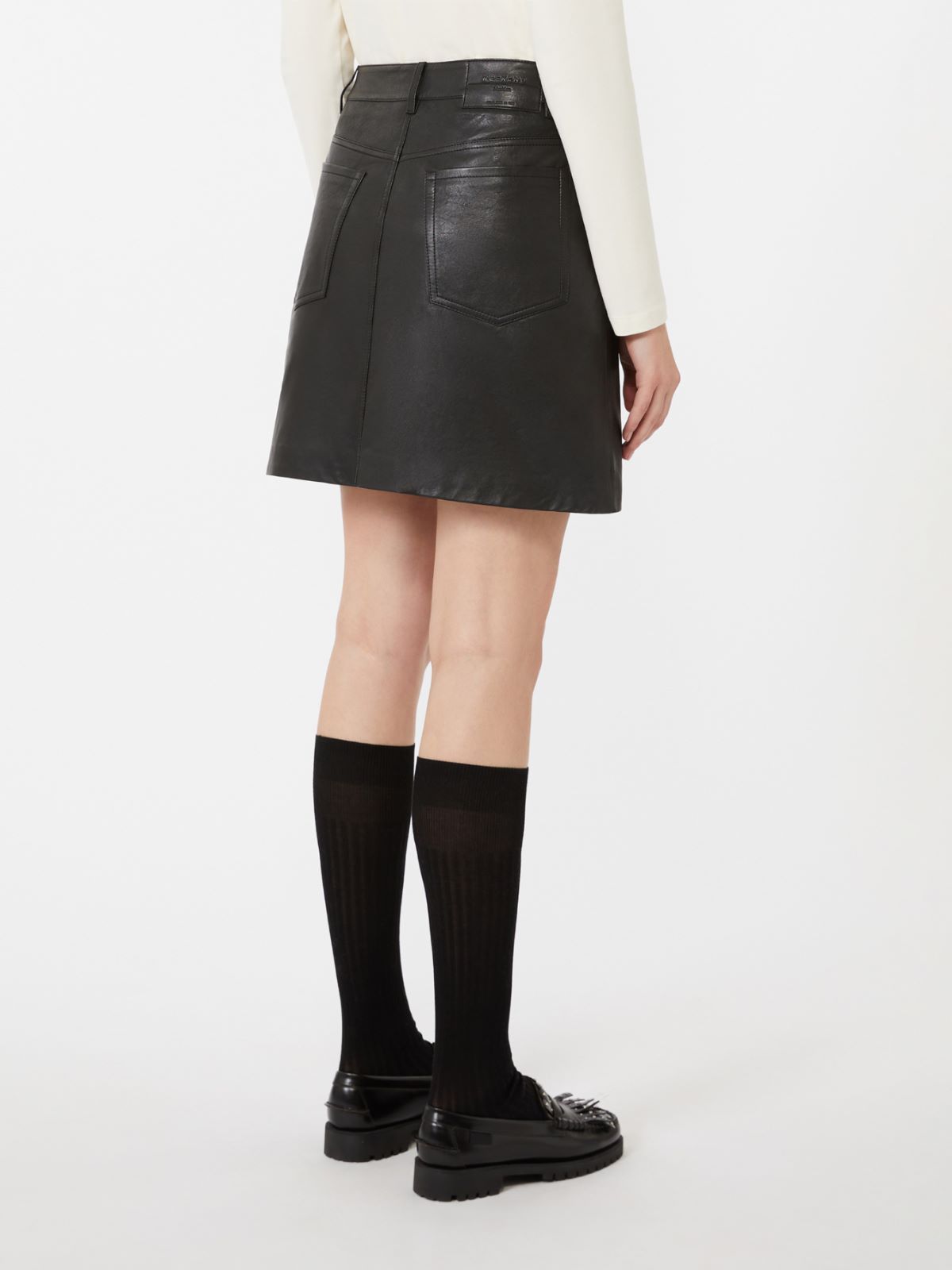 Nappa-leather mini skirt - BLACK - Max Mara - 3