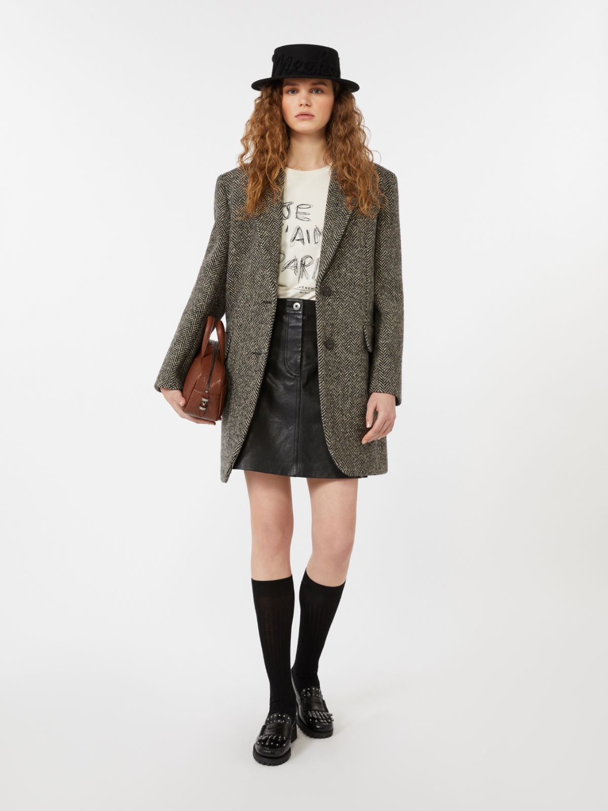 Nappa-leather mini skirt - BLACK - Max Mara