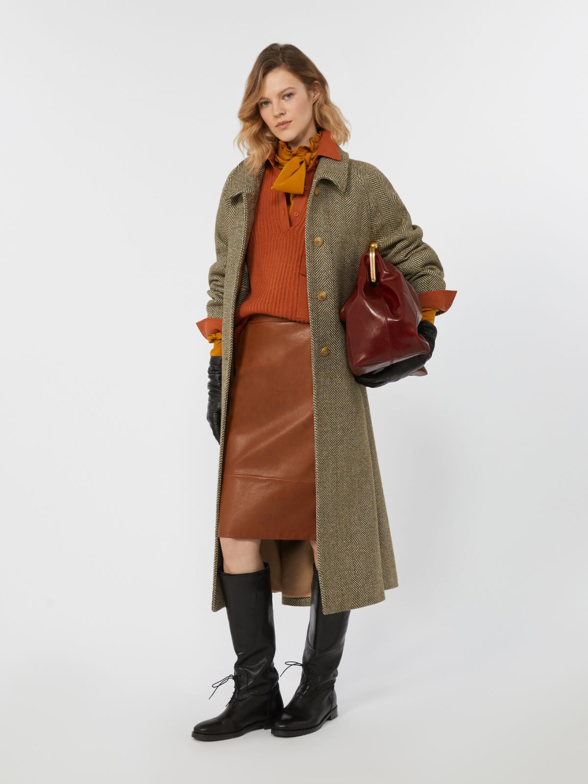 Nappa leather skirt - TOBACCO - Max Mara