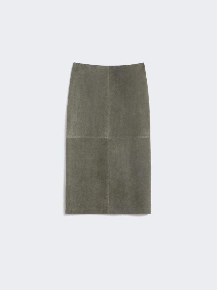 Spódnica z zamszowej skóry - KHAKI - Max Mara