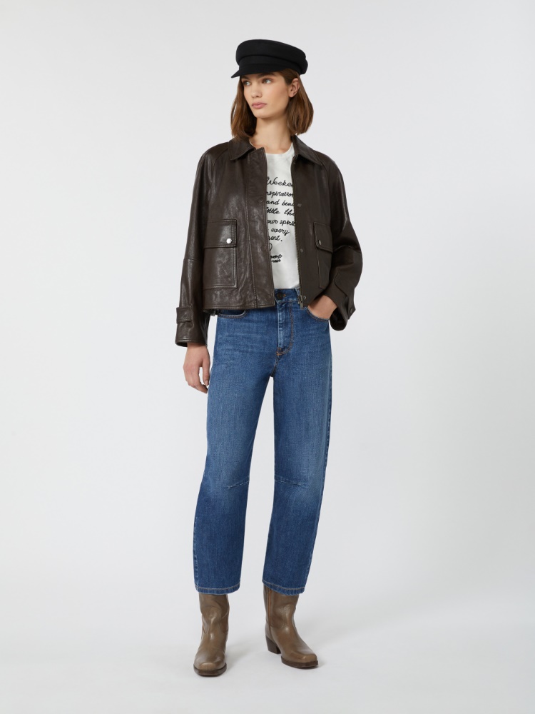 Nappa leather shacket - DARK BROWN - Max Mara