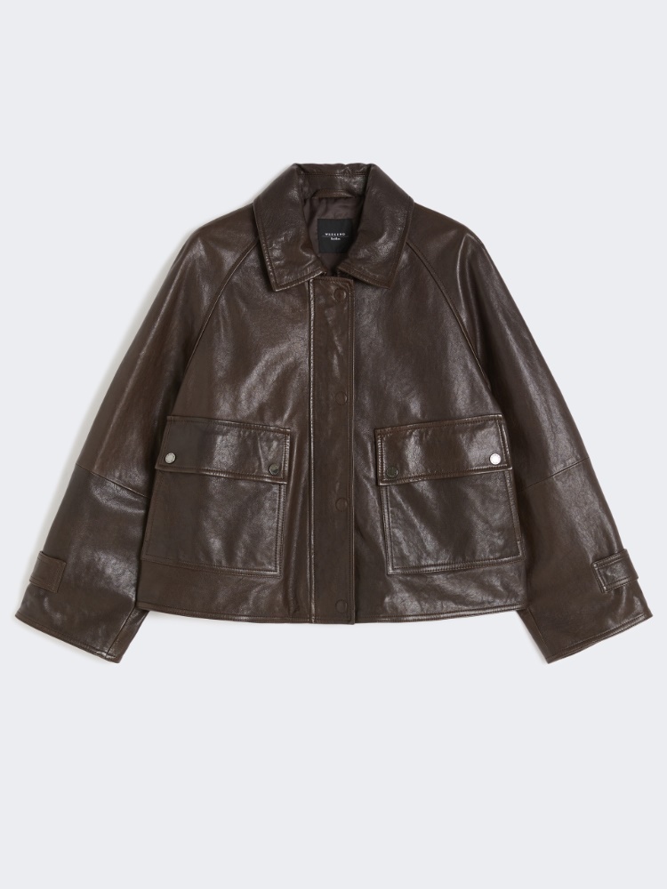 Nappa leather shacket - DARK BROWN - Max Mara