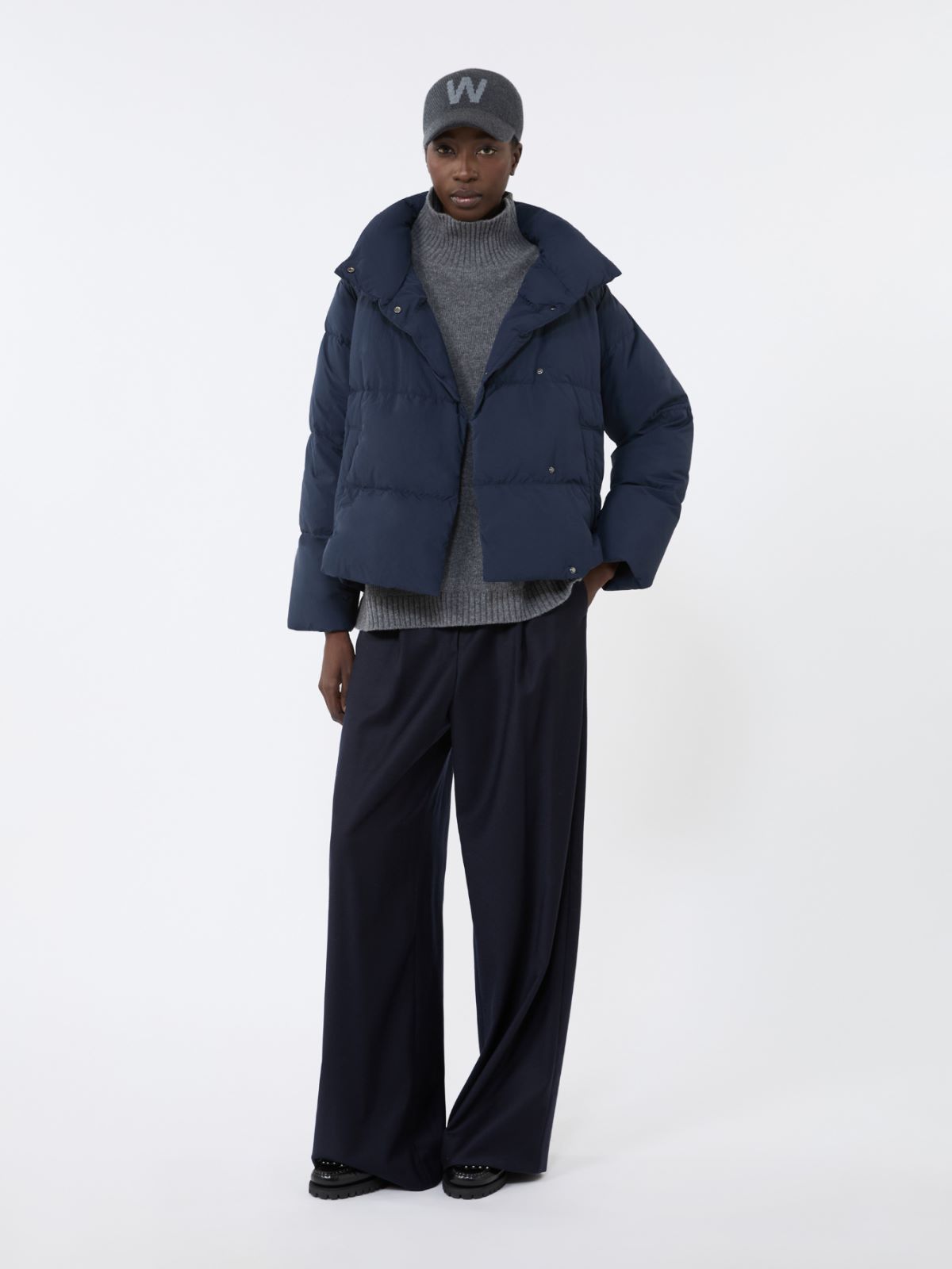 Short jacket in water-repellent fabric + NAVY - Max Mara