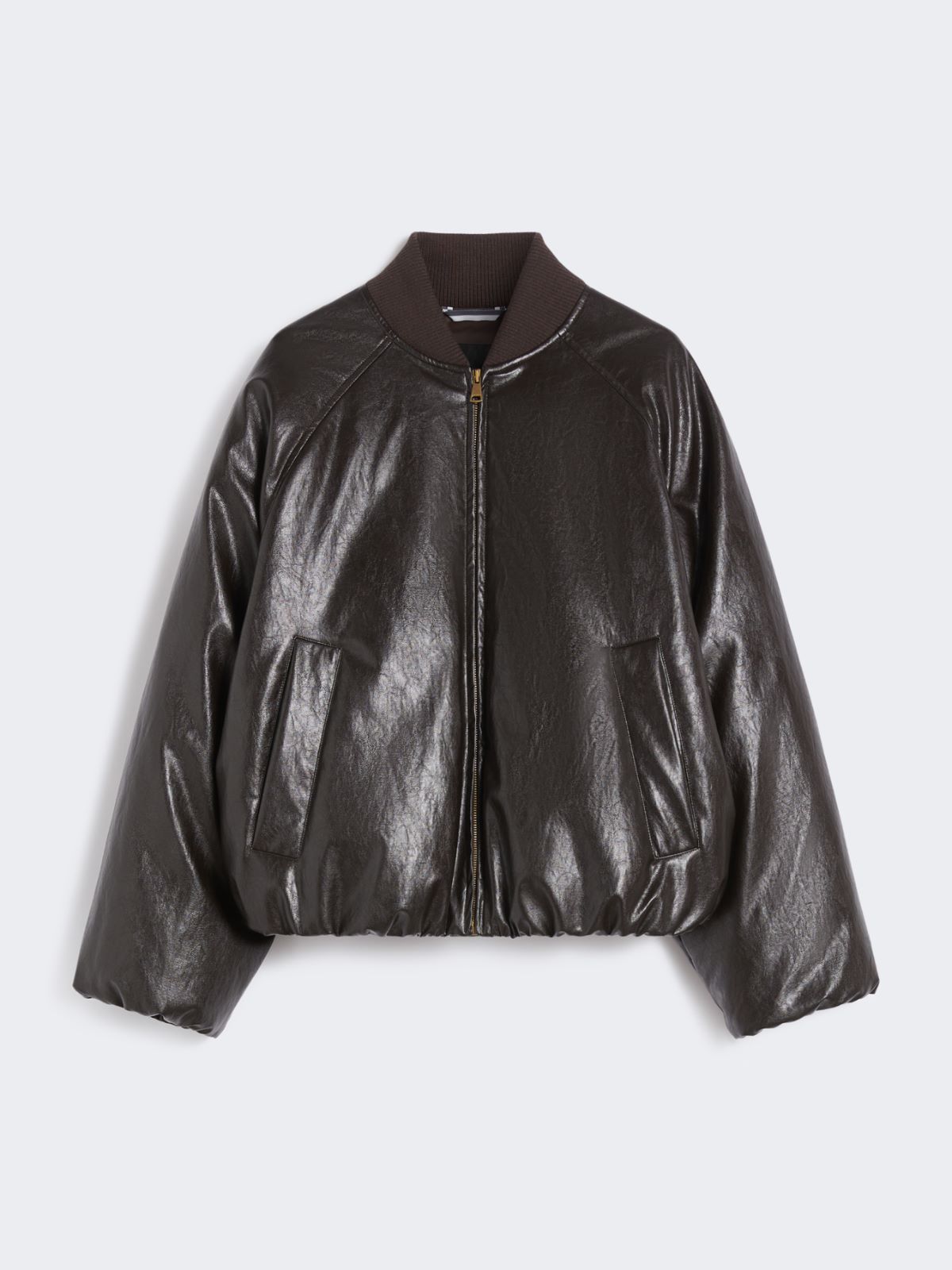 Cropped coated jersey bomber jacket - CHOCOLATE - Max Mara - 8