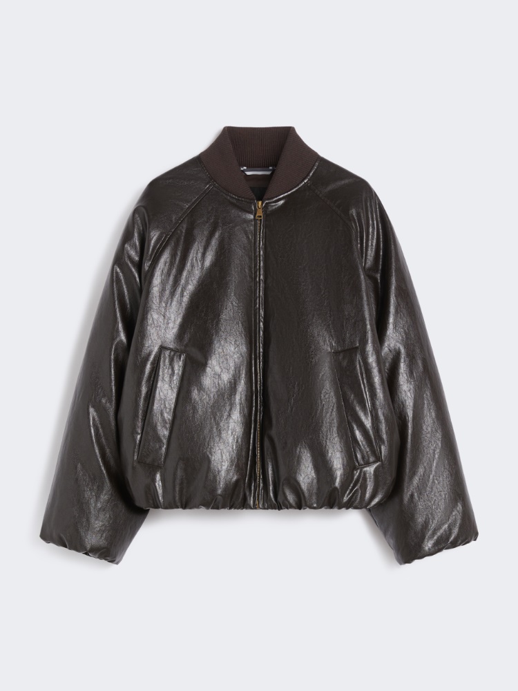 Cropped coated jersey bomber jacket - CHOCOLATE - Max Mara