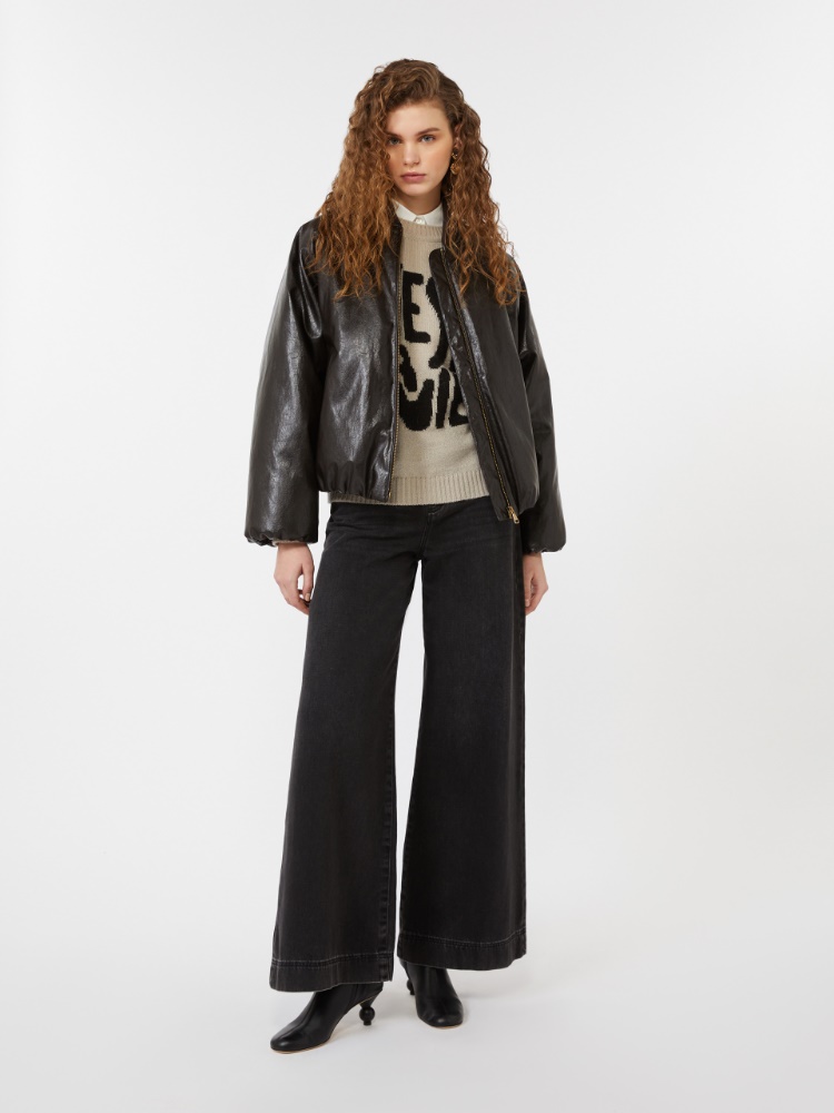 Blouson bomber court en jersey enduit - CHOCOLAT - Max Mara