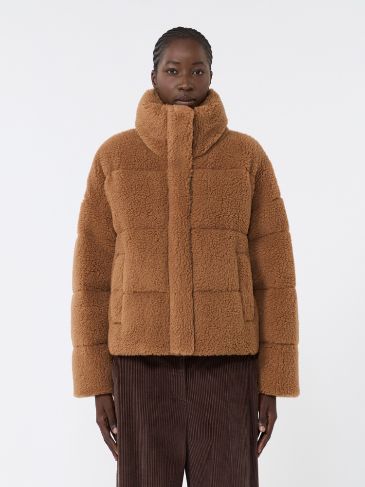 Cropped wool down jacket, camel | 