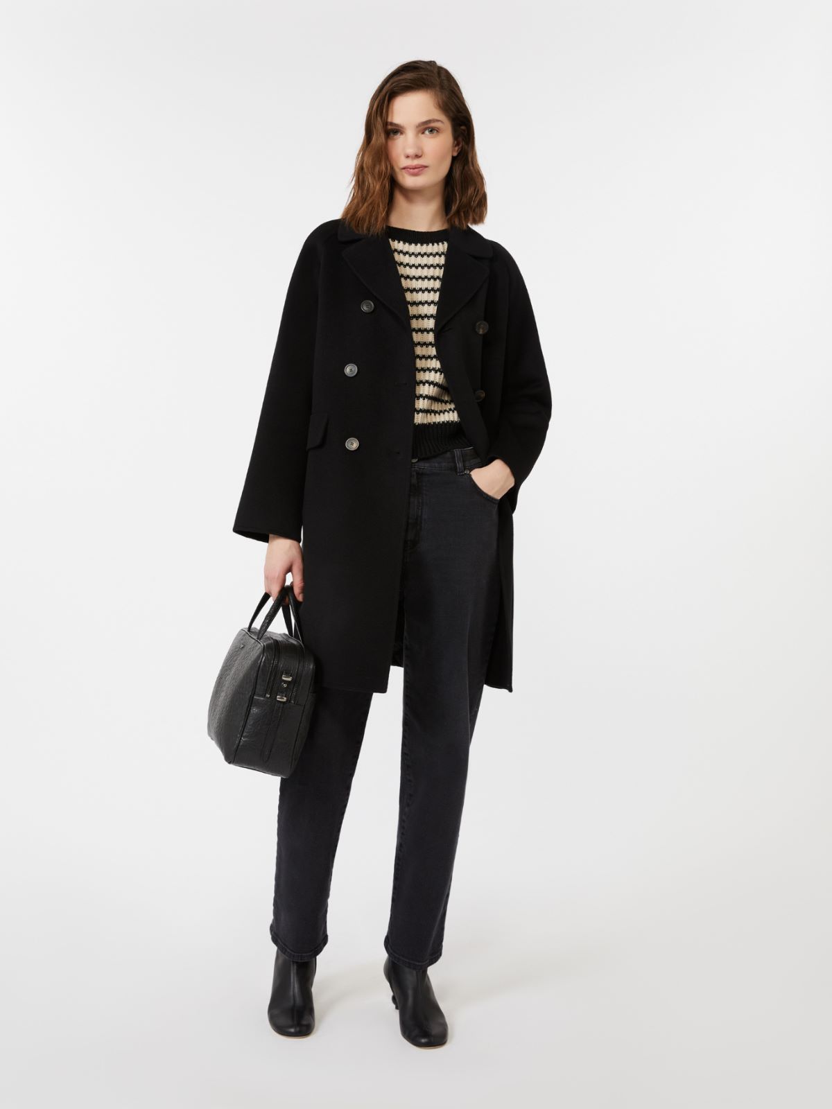 Double wool drap coat - BLACK - Max Mara