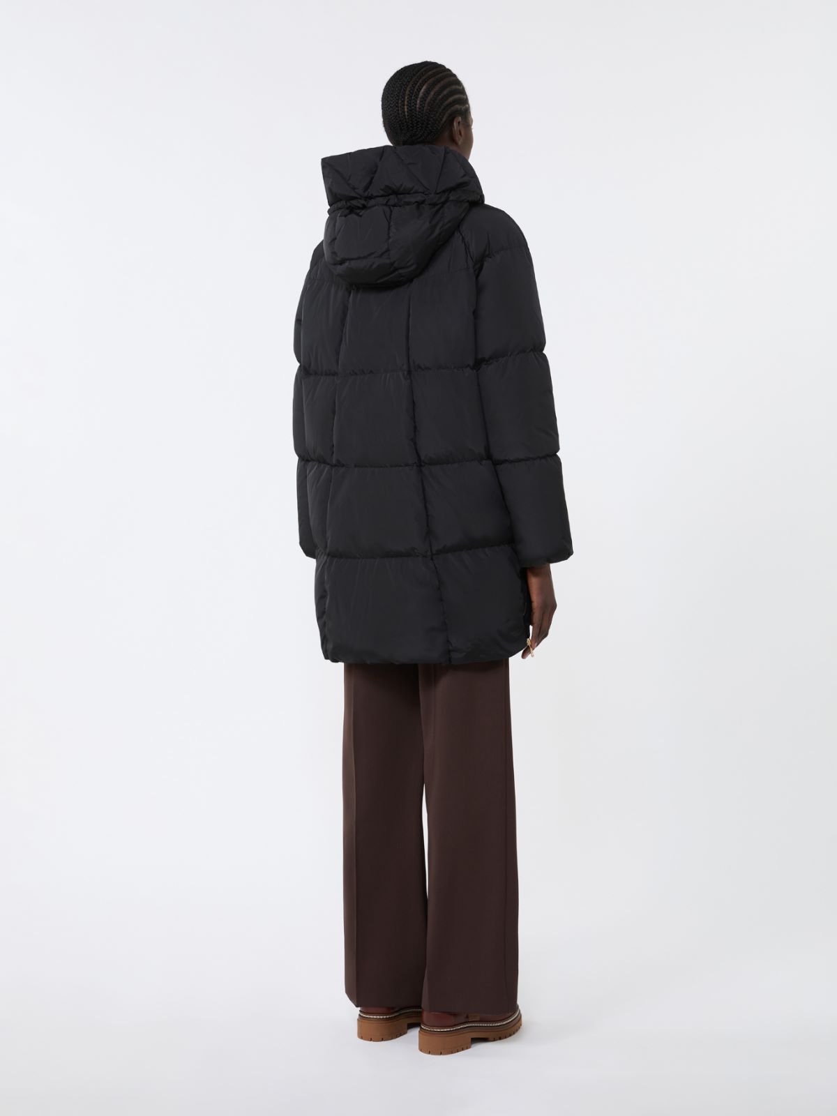 Parka midi hydrofobowej tafty - CZARNY - Max Mara - 3