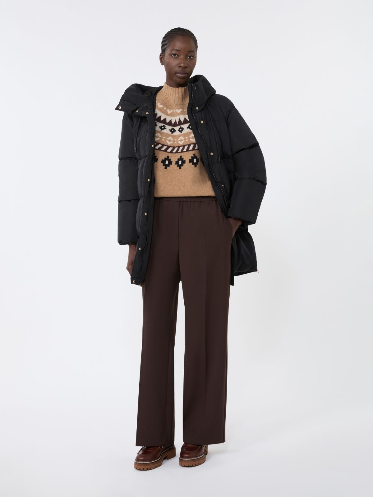Parka midi hydrofobowej tafty - CZARNY - Max Mara