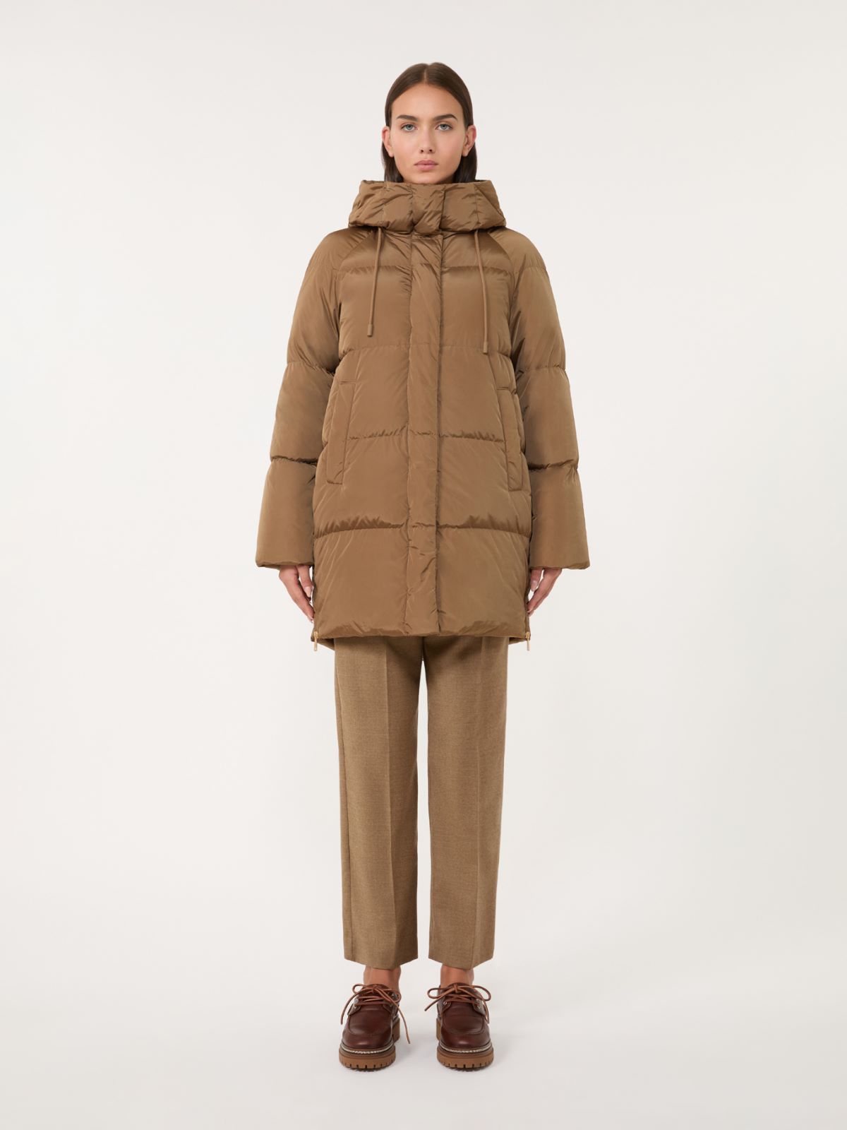 Parka midi hydrofobowej tafty - ORZECHOWY BRĄZOWY - Max Mara - 2