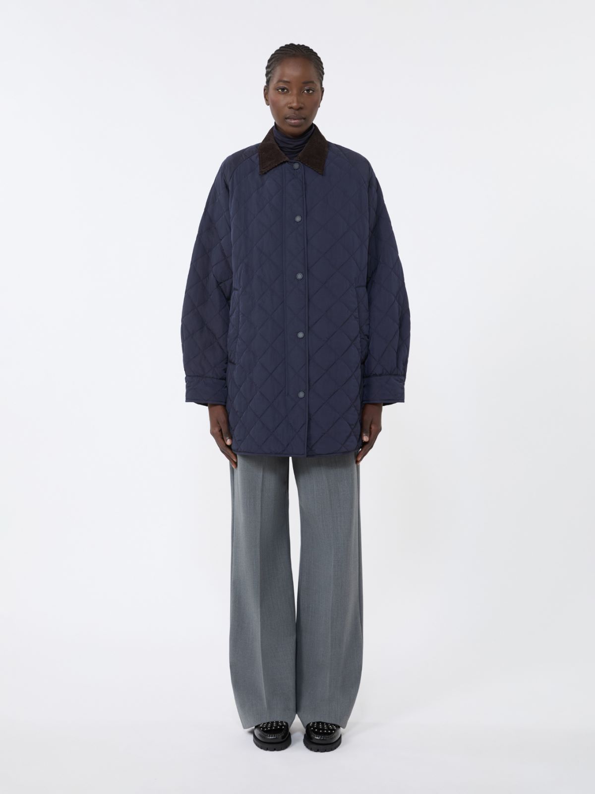 Marynarka z hydrofobowej tafty - GRANATOWY - Max Mara - 2