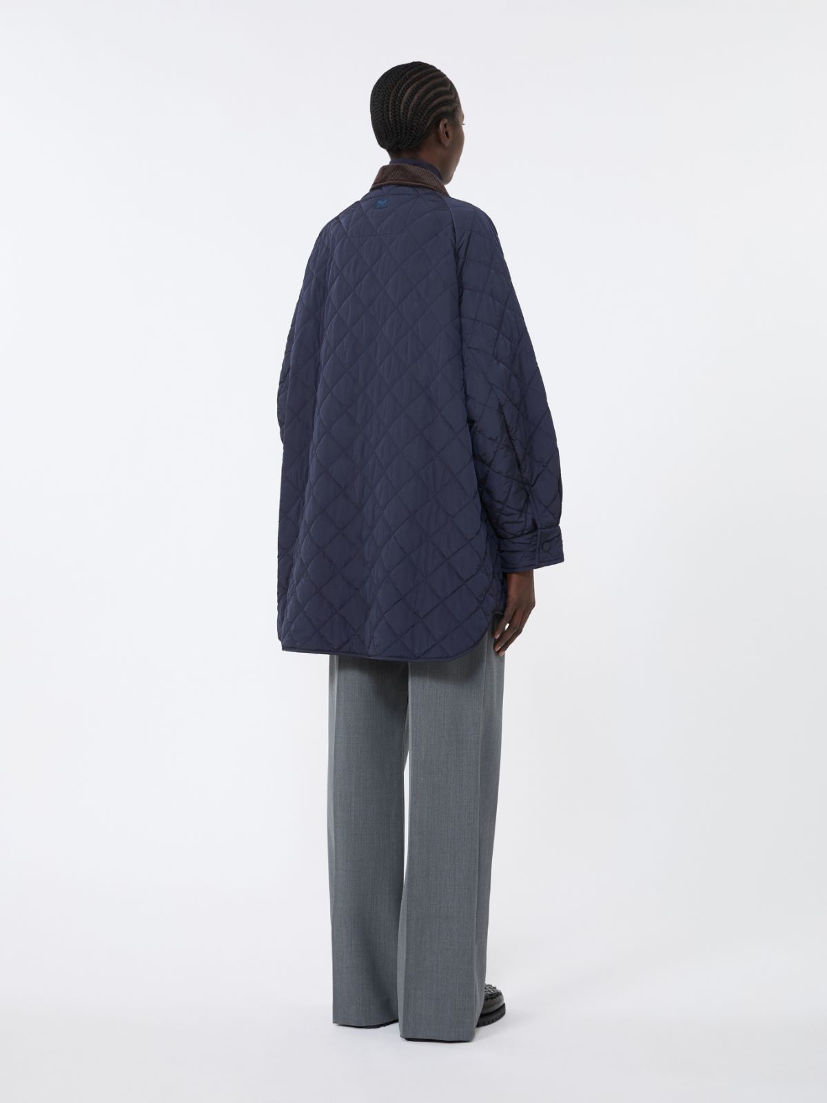 Marynarka z hydrofobowej tafty - GRANATOWY - Max Mara - 3