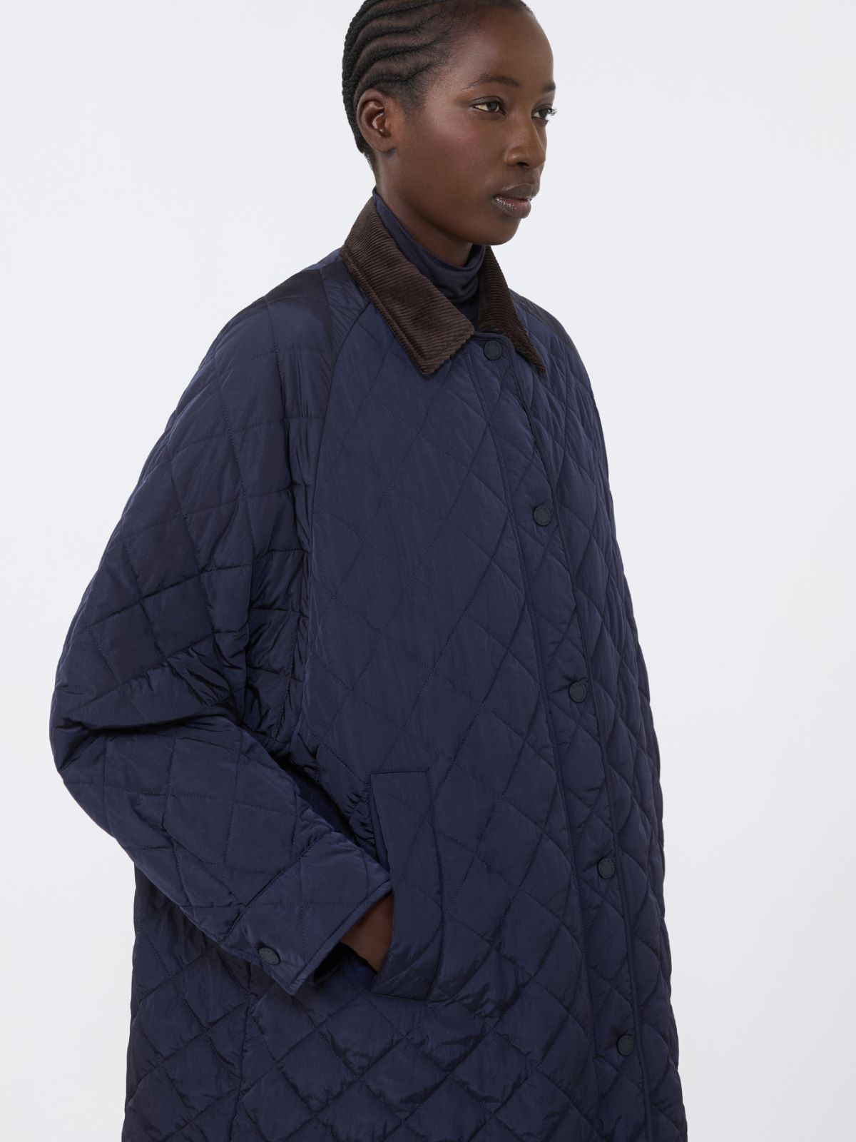 Marynarka z hydrofobowej tafty - GRANATOWY - Max Mara - 4