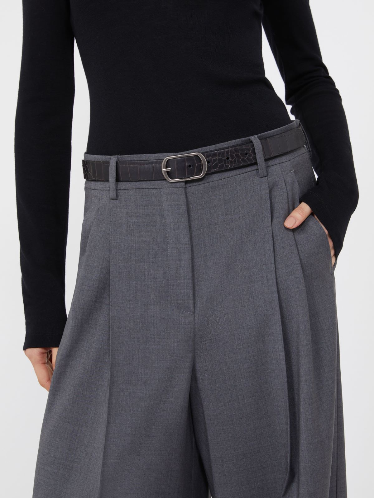 Crocodile-print leather belt - BLACK - Max Mara - 8