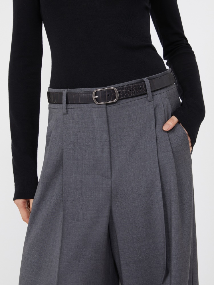 Crocodile-print leather belt - BLACK - Max Mara