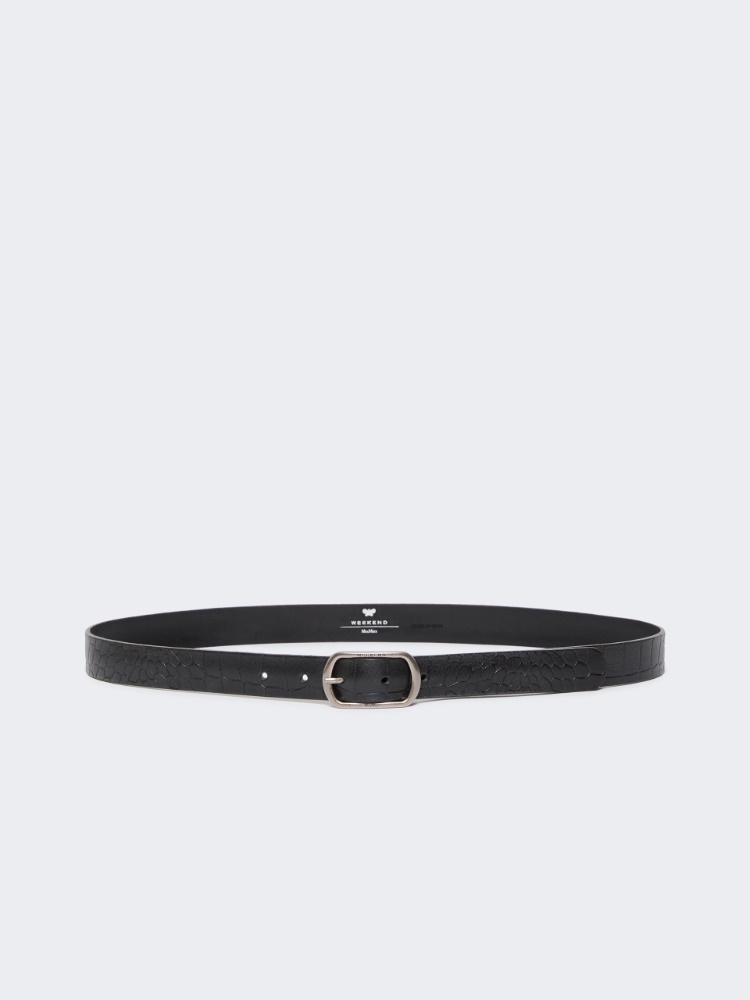 Crocodile-print leather belt - BLACK - Max Mara