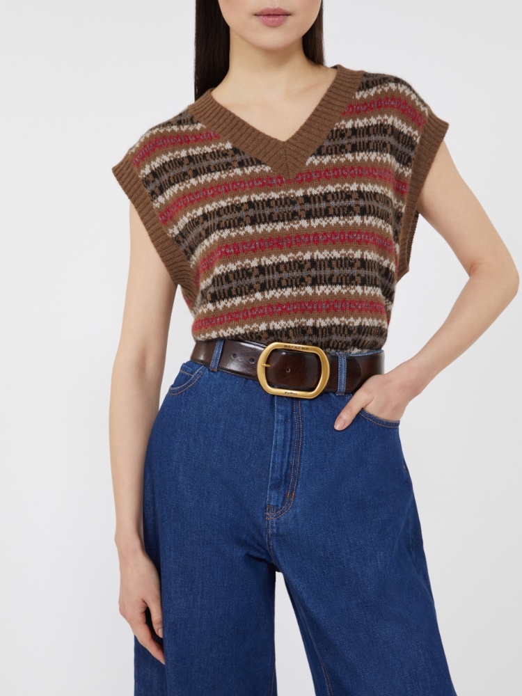 Leather belt - DARK BROWN - Max Mara